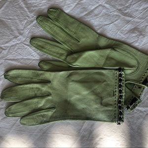 Mint green driving gloves